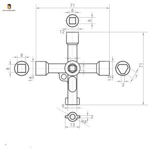 Multifunctional elevator triangle key